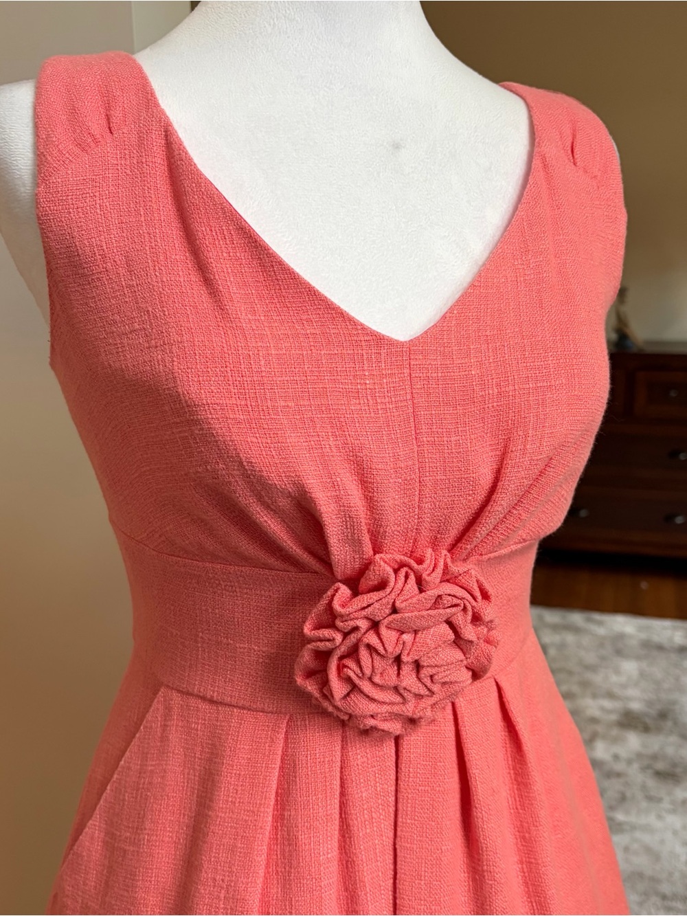Lilly Pulitzer Parker Rosette Linen Blend Dress Coral Pink Size 0 Preppy - Picture 3 of 10